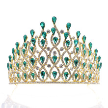 Bride Grand Golden Crown European Style Luxury Alloy Diamond Baroque Headband Headdress